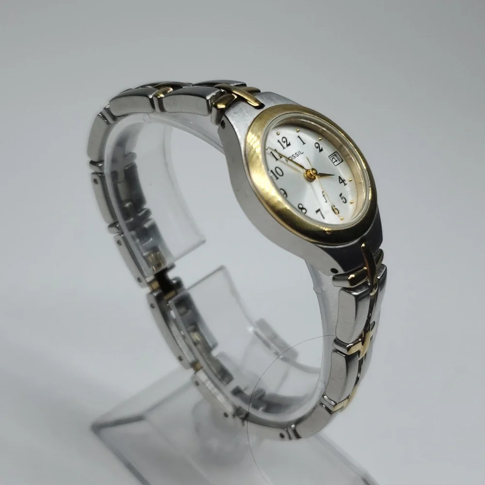 Vintage Fossil F² Watch ES9439 Two Tone Gold Silver Stainless Steel Gold